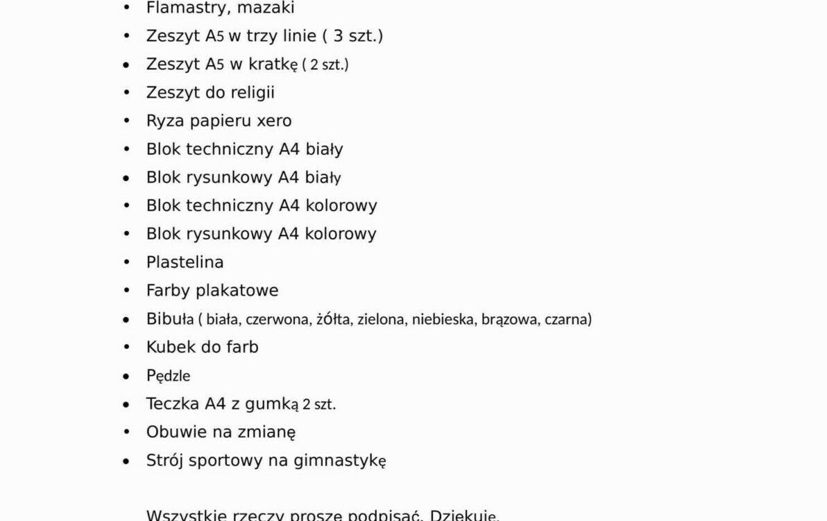 Zdjęcie do WYPRAWKA SZKOLNA 